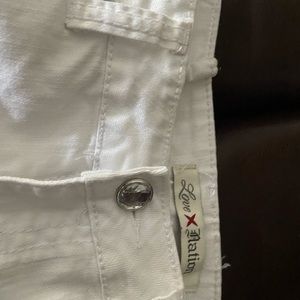 White bling pocket capris